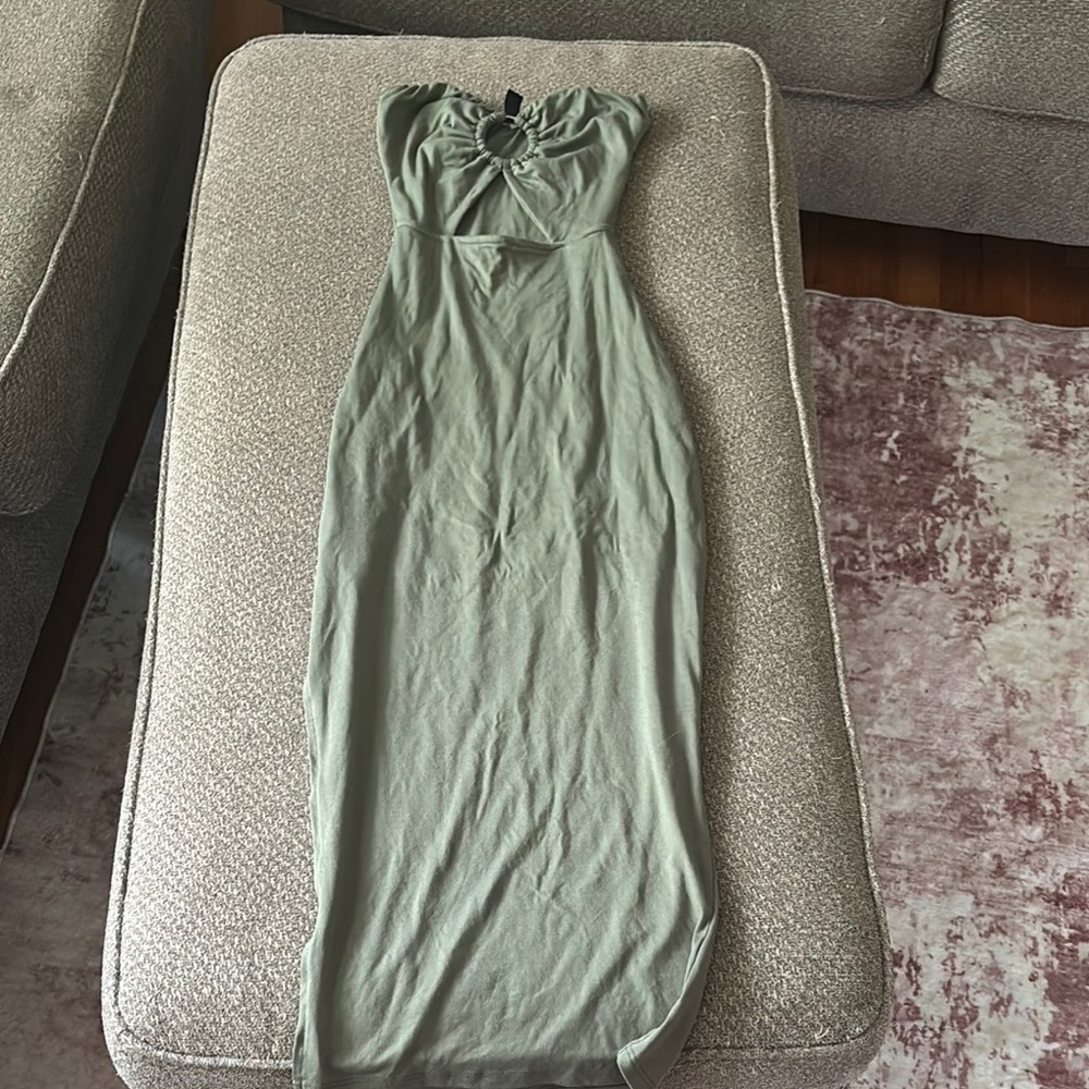 Windsor Green Ruched Halter Bodycon Dress